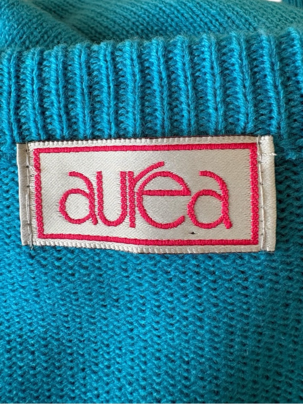 Aurea Bright Teal Argyle Button-Front Cardigan. Women’s Size Medium - Picture 6 of 7